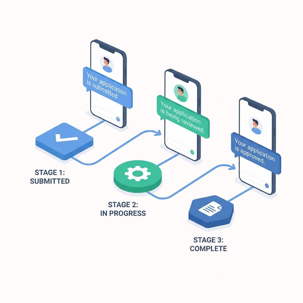 Automated status updates sent to customer smartphone at key job stages