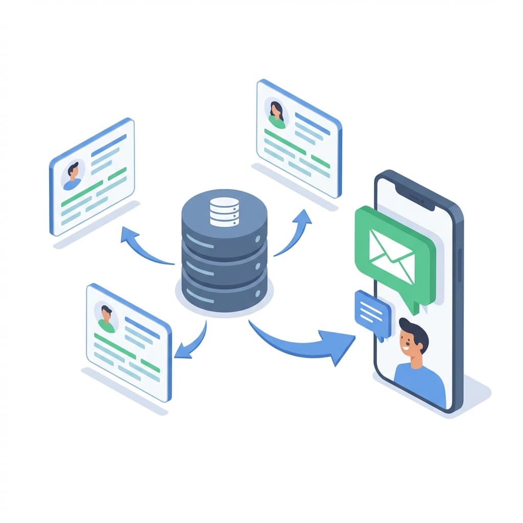 Centralized customer database with automated marketing messages sending to mobile