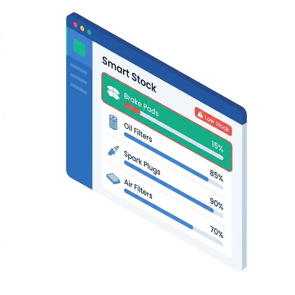 AutoGMS parts inventory management dashboard for repair shops