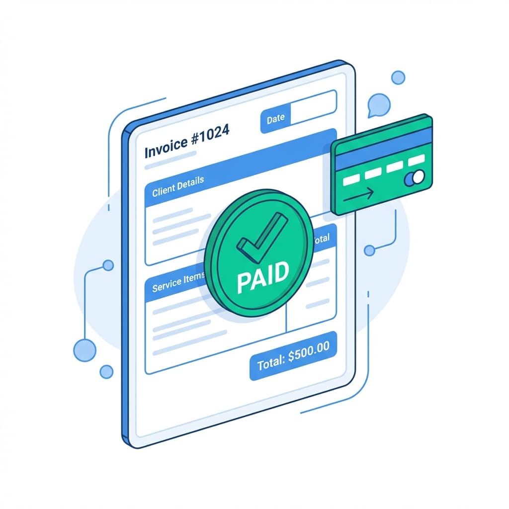 Professional digital invoice with paid status and payment methods