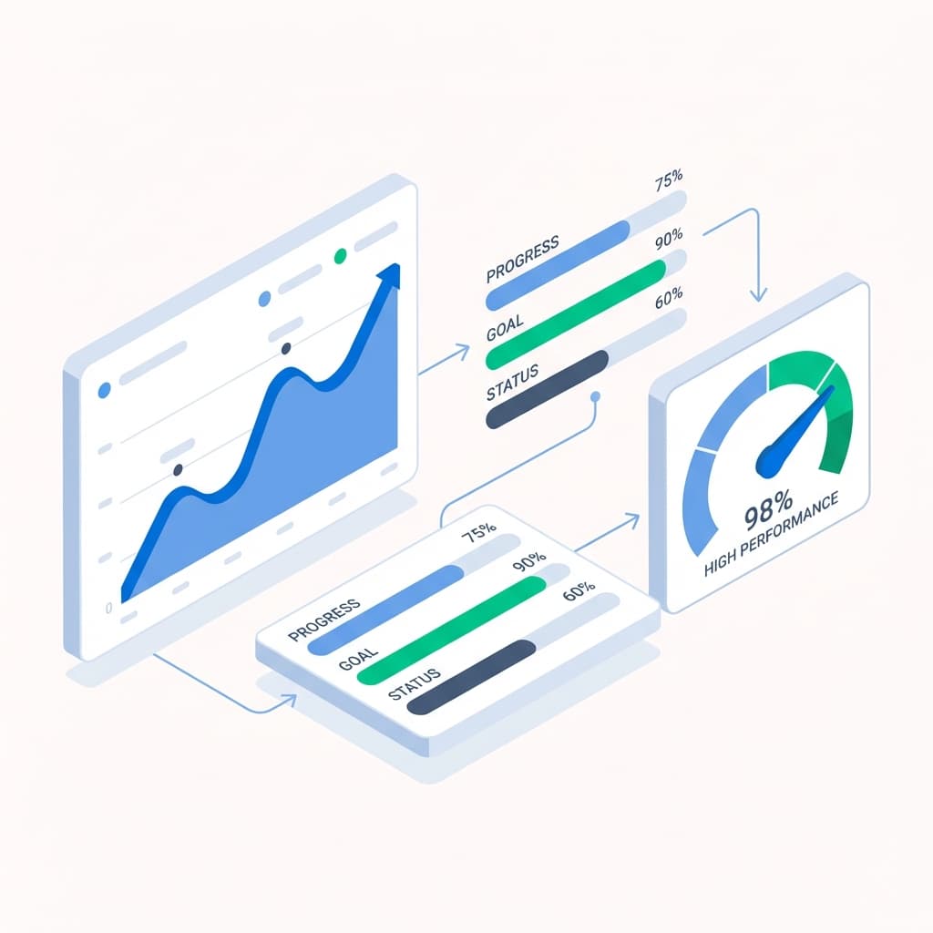 Analytics dashboard with KPIs for efficiency and revenue