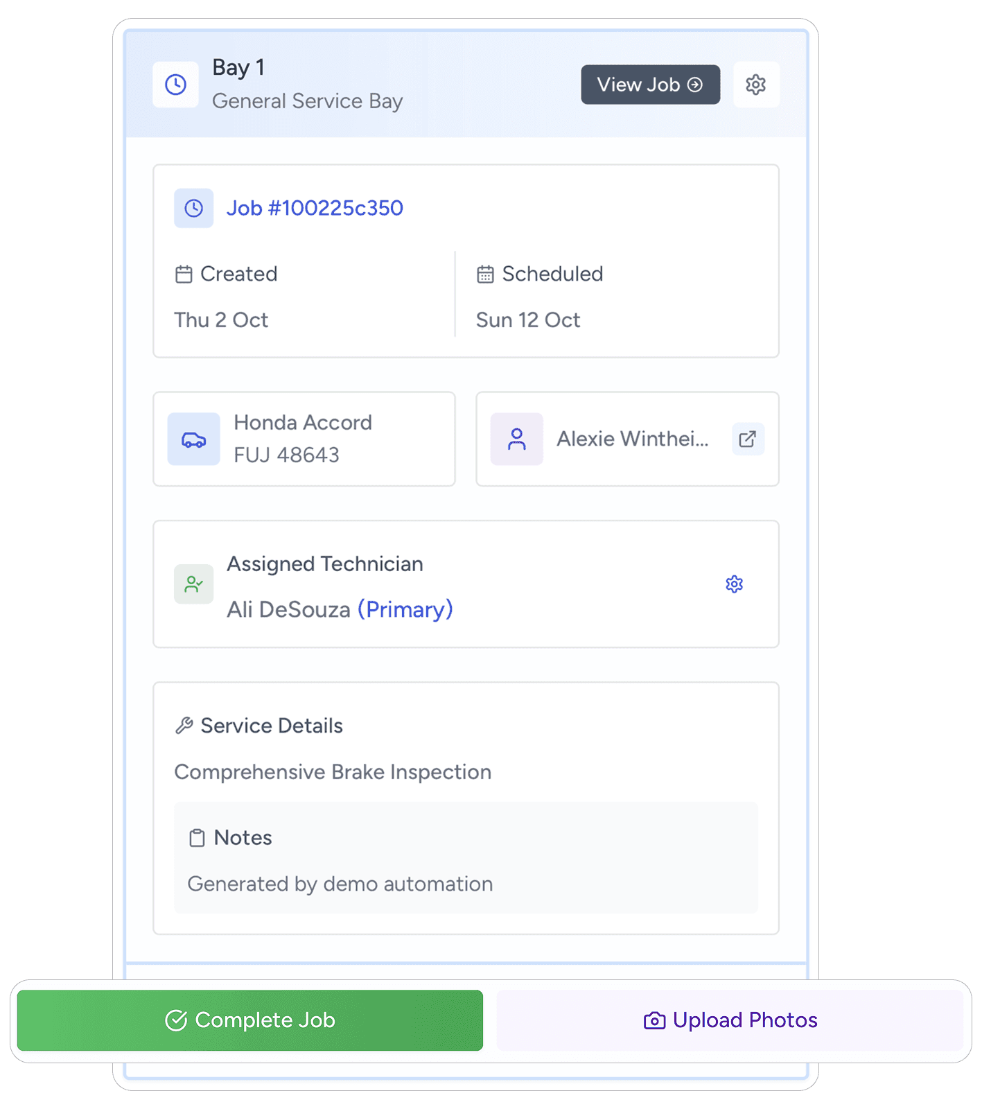 AutoGMS live workshop control dashboard for UAE garages - real-time bay status and job management used by Dubai and Abu Dhabi auto repair shops