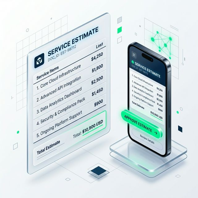 Digital estimates and approval workflow in autoGMS